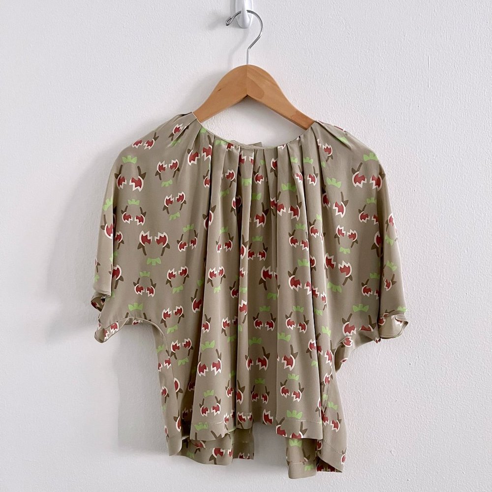 Rachel Comey Print Short Sleeve Silk Top Size XS